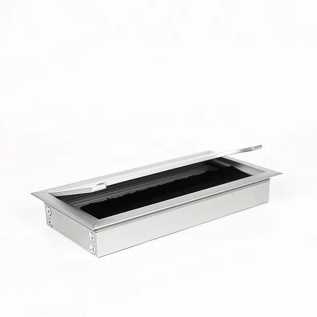 Caja de salida de cables de mesa de ordenador con ojal de Cable de caja de alambre de escritorio de oficina de aluminio negro